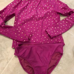 Girls long sleeve bathing suit.